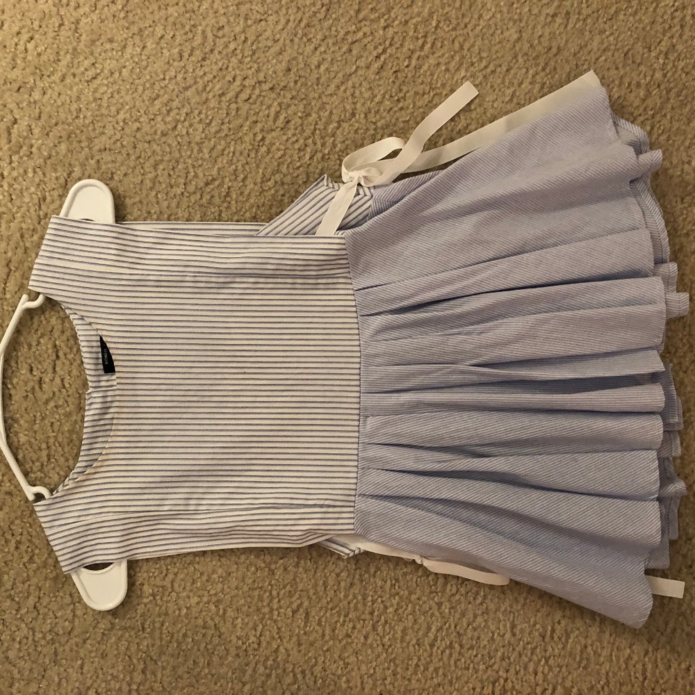 blue and white peplum tank